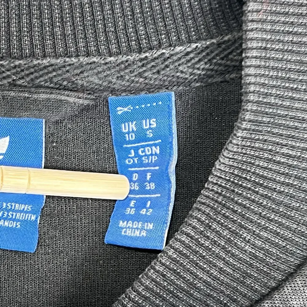 Adidas Track Jacket Top Large Print Women's Size Small Black‎ Faded READ - Picture 3 of 10